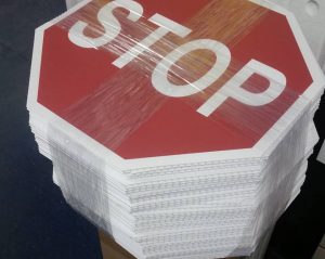 custom corrugated stop signs